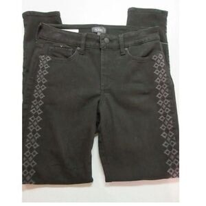 NYDJ Not Your Daughters Jeans Ami style embroidered accents black sz 10